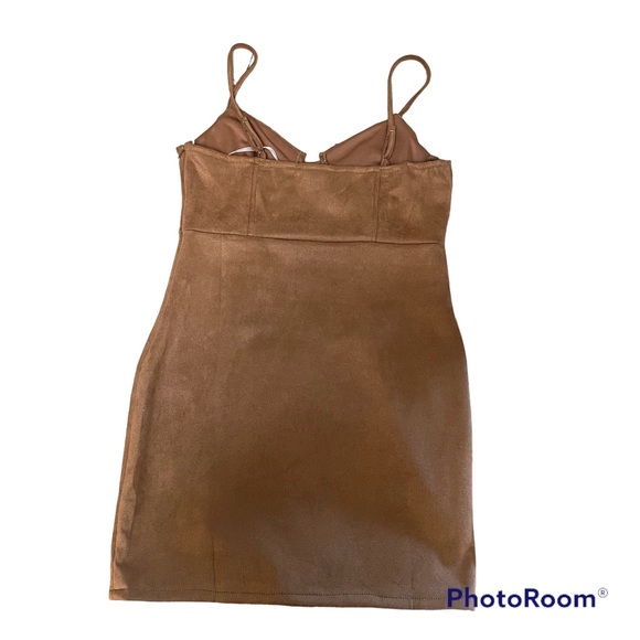 Papaya NEW Brown Faux Suede Underwire Bra Shapewear Dress Size Large - Picture 5 of 10